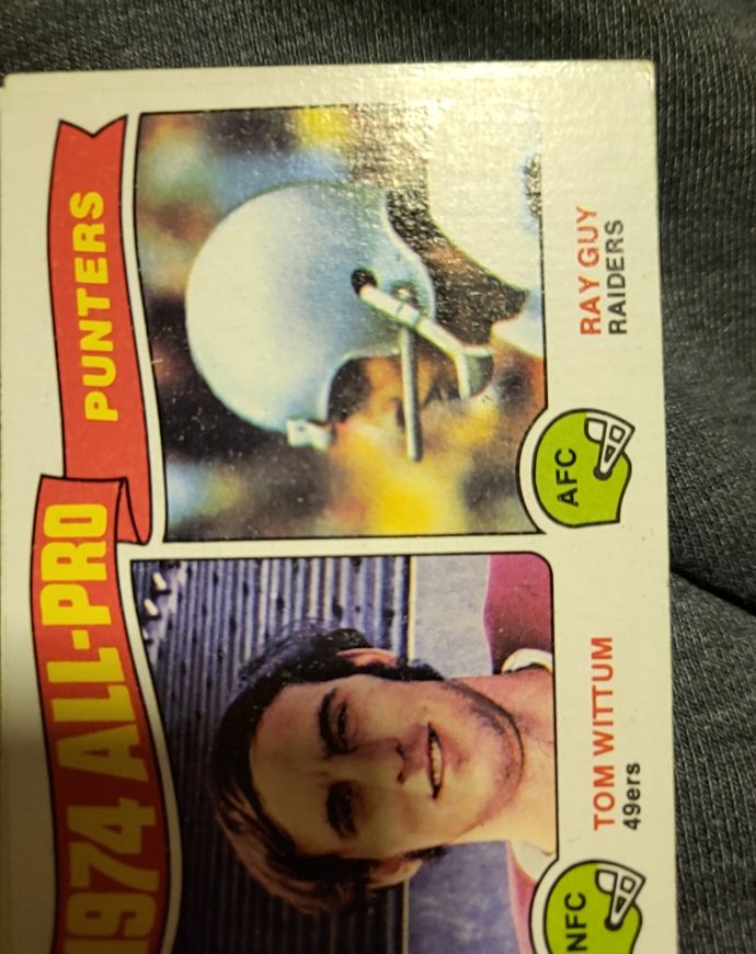 1975 Topps #224 1974 All-Pro Punters (Tom Wittum / Ray Guy) — front