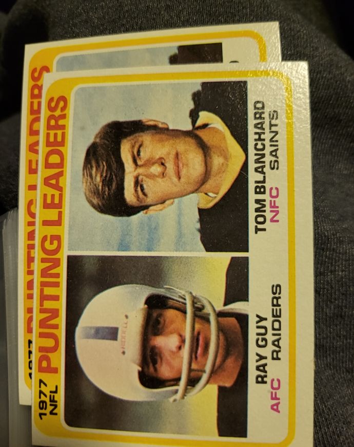 1978 Topps #336 Ray Guy/Tom Blanchard 1977 Punting Leaders — front