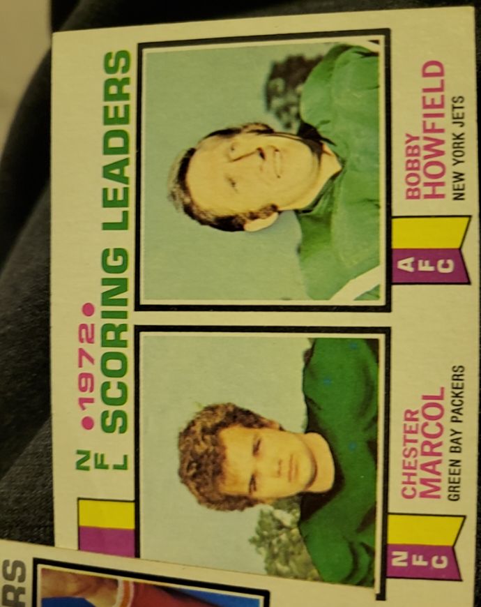 1973 Topps #4 1972 NFL Scoring Leaders (Chester Marcol / Bobby Howfield) — front
