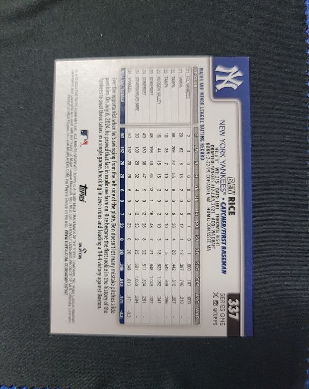 2025 Topps Series One #337 Ben Rice — front