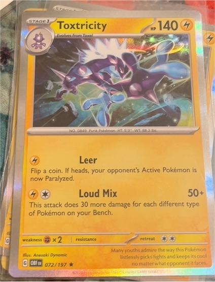 2023 Pokemon SV03: Obsidian Flames #072 Toxtricity — front