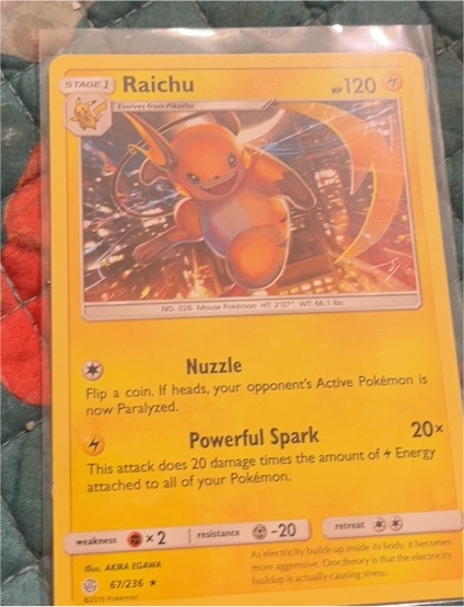 2019 Pokémon SM Cosmic Eclipse #67 Raichu — front