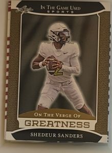 2024 Leaf In The Game Used On The Verge Of Greatness #VG-52 Shedeur Sanders — front