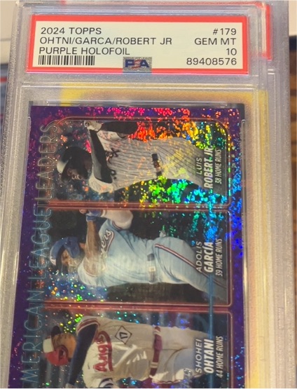 2024 Topps #179 Shohei Ohtani / Adolis Garcia / Luis Robert Jr AL HR Leaders Purple Holofoil — front
