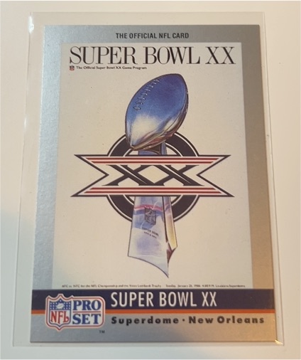 1990 Pro Set #20 Super Bowl XX Bears vs Patriots — front