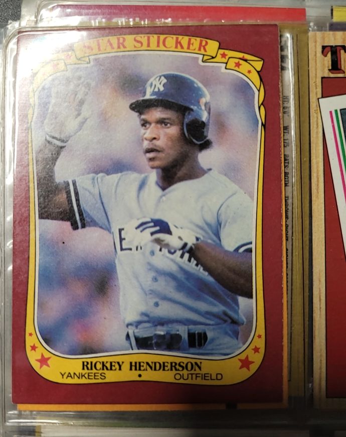 1986 Fleer Star Stickers #53 Rickey Henderson — front