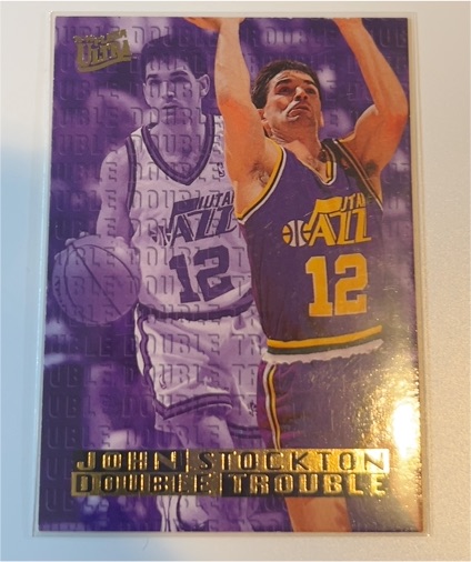 1995-96 Fleer Ultra #10 John Stockton Double Trouble — front