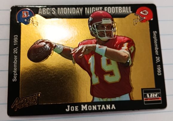 1993 Action Packed Monday Night Football #11 Joe Montana — front