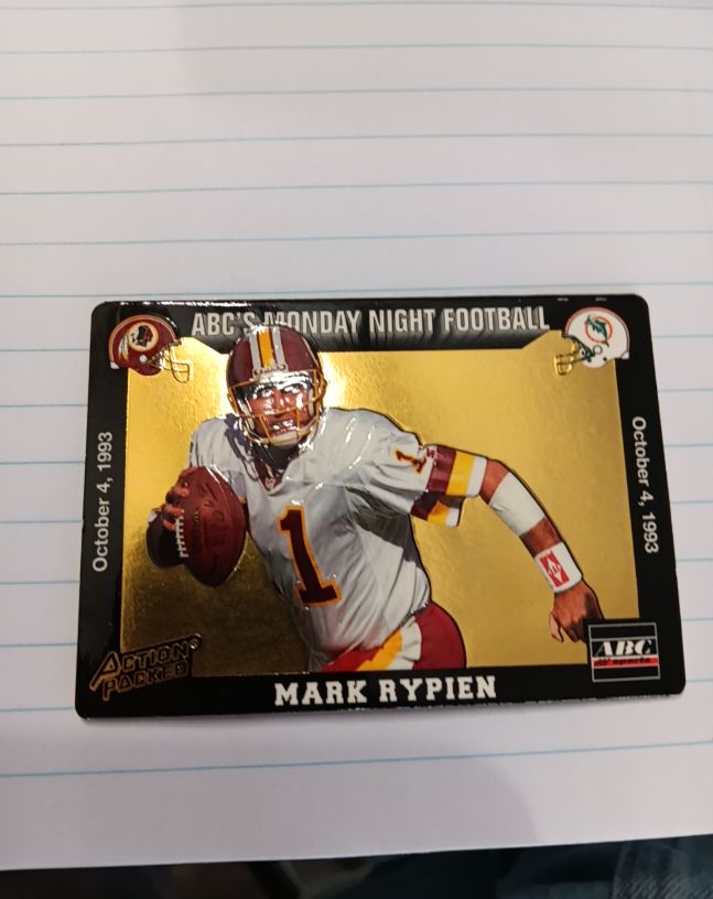 1993 Action Packed Monday Night Football #17 Mark Rypien — front