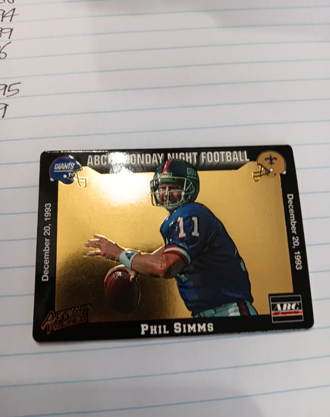 1993 Action Packed Monday Night Football #66 Phil Simms — front