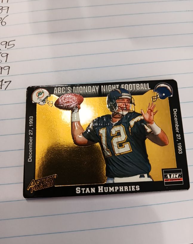 1993 Action Packed ABC's Monday Night Football Stan Humphries — front