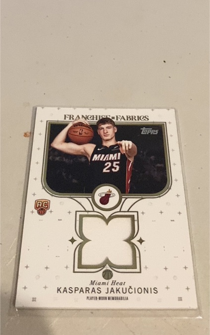2025-26 Topps #FF-KJ Kasparas Jakučionis Franchise Fabrics — front