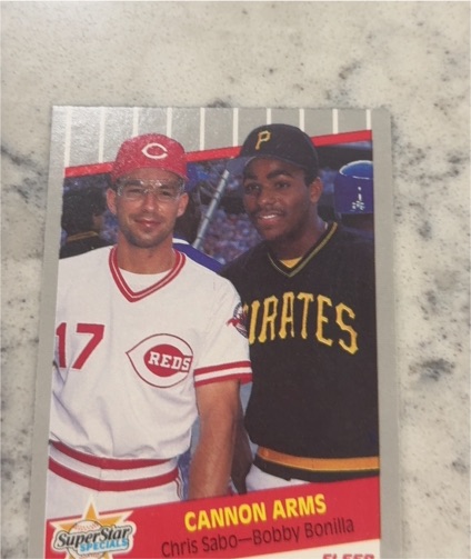 1989 Fleer #637 Cannon Arms Chris Sabo - Bobby Bonilla — front