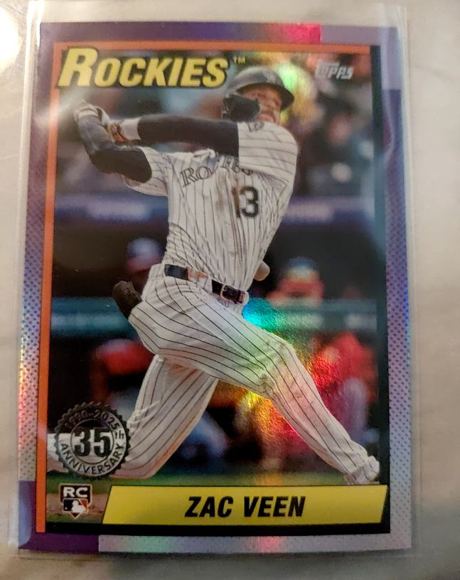 2025 Topps Update #U90-34 Zac Veen 1990 Topps Baseball 35th Anniversary — front