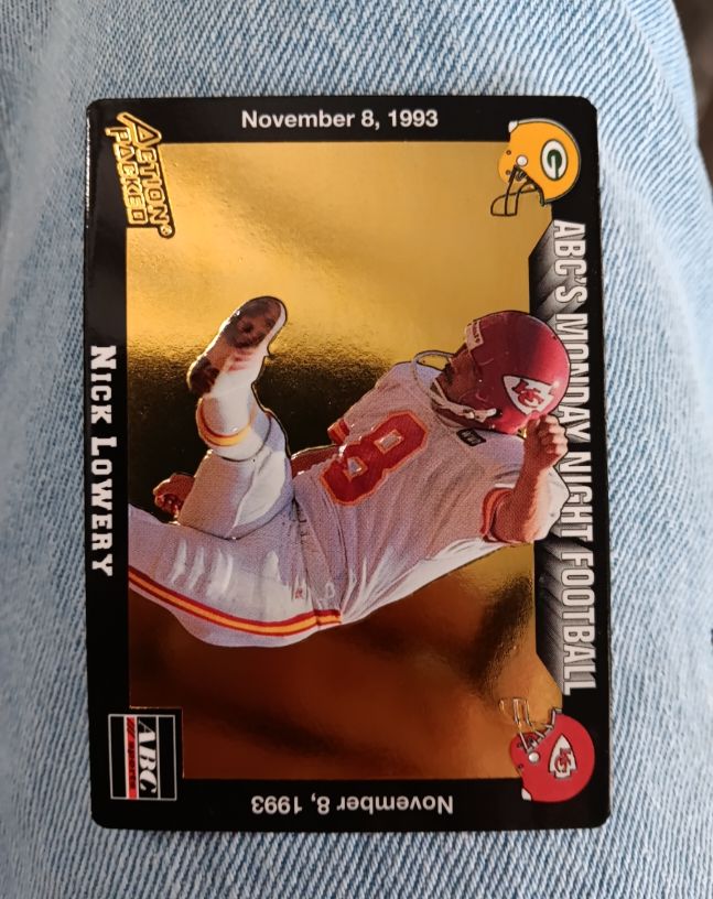 1993 Action Packed Monday Night Football #42 Nick Lowery — front