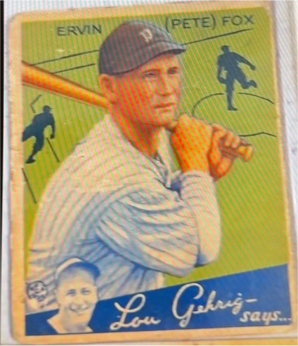 1934 Goudey #70 Ervin (Pete) Fox — front