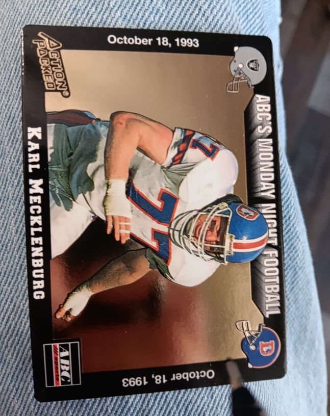 1993 Action Packed Monday Night Football #29 Karl Mecklenburg — front