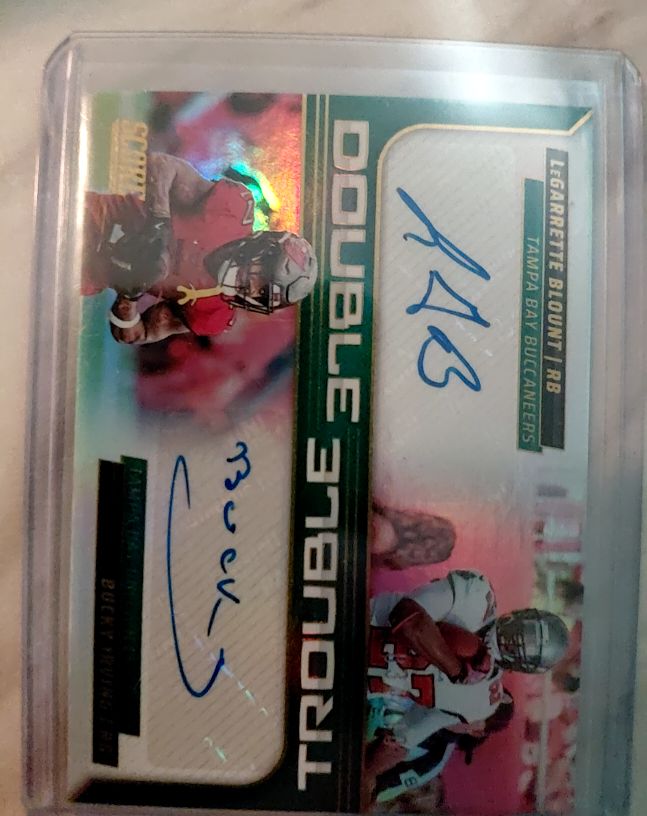 2025 Score Double Trouble LeGarrette Blount Bucky Irving Dual Auto #065/100 — front