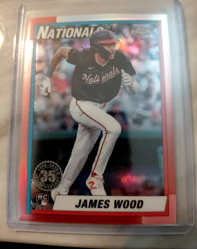 2025 Topps Chrome #90CB-15 James Wood 1990 Topps Baseball 35th Anniversary — front