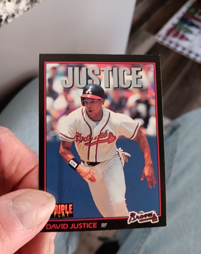 1993 Leaf Triple Play #249 David Justice — front