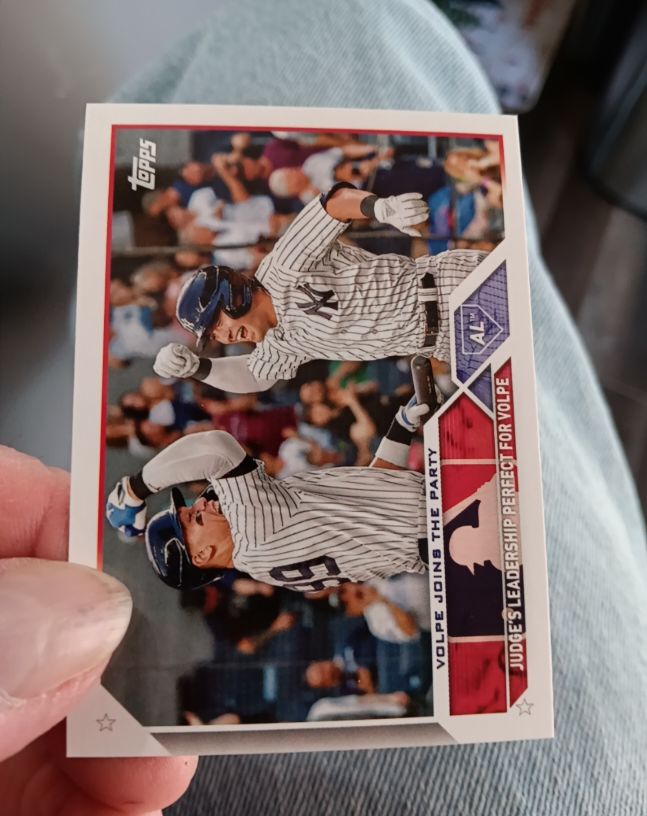 2023 Topps Update #US269 Volpe Joins the Party (Anthony Volpe / Aaron Judge) — front