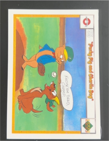 1990 Upper Deck Comic Ball #55 Porky Pig and Charlie Dog — front