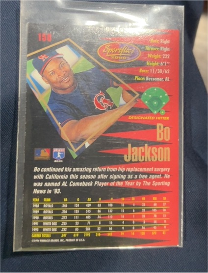 1994 Sportflics 2000 Rookie & Traded #150 Bo Jackson — front