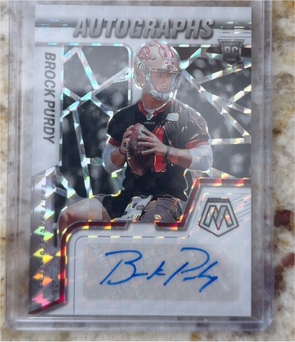 2022 Panini Mosaic #RAM-BP Brock Purdy Autograph Rookie Card — front