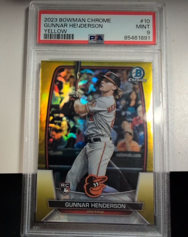 2023 Bowman Chrome #10 Gunnar Henderson Yellow — front