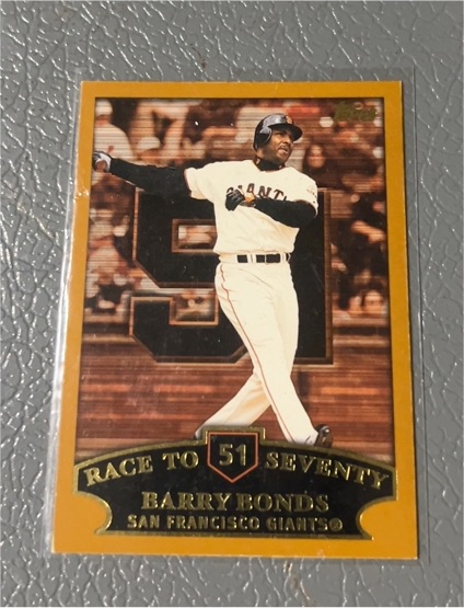 2002 Topps #365 Barry Bonds Race to Seventy Home Run 51 — front
