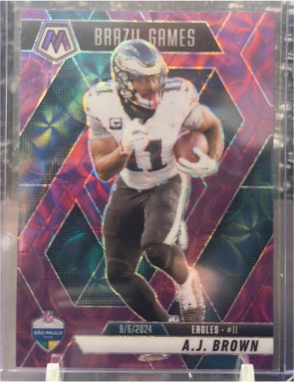 2025 Panini Mosaic #266 A.J. Brown Brazil Games Genesis Mosaic Prizm Philadelphia Eagles — front