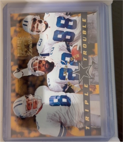 1996 Pinnacle Zenith Triple Trouble #Z-147 Troy Aikman Emmitt Smith Michael Irvin — front