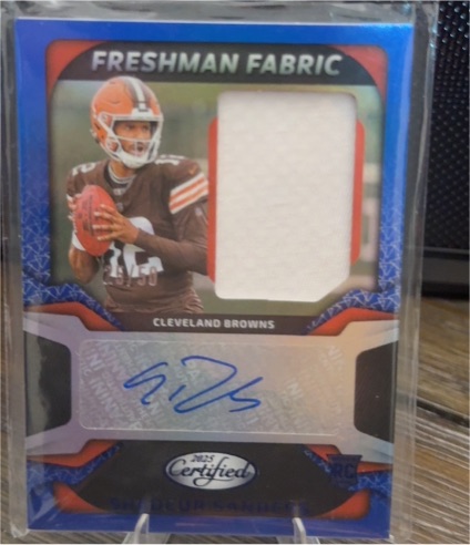 2025 Panini Certified Football #FBC-SS Shedeur Sanders Freshman Fabric RPA — front