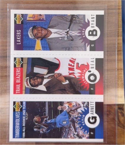 1996-97 Upper Deck Collector's Choice Mini #M129 Kobe Bryant / Jermaine O'Neal / Kevin Garnett Rookie Card — front