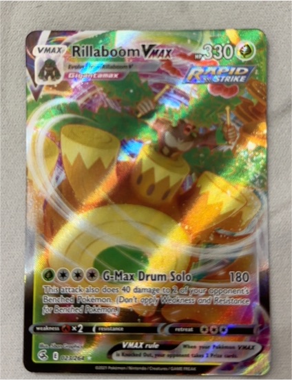 2021 Pokemon Sword & Shield Fusion Strike #023 Rillaboom VMAX — front