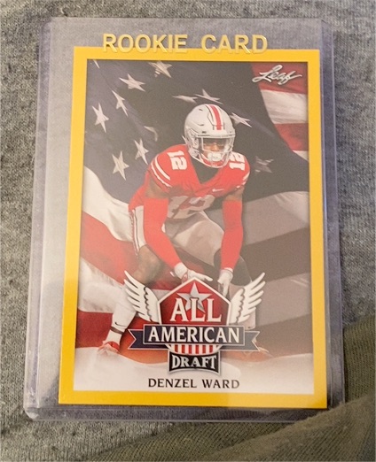 2018 Leaf Draft Gold #AA-05 Denzel Ward rookie card — front