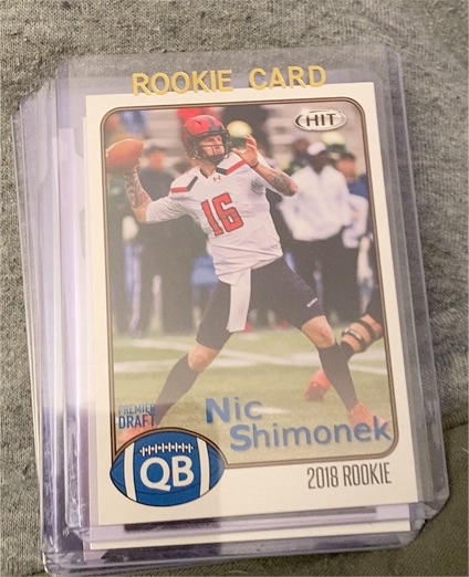 2018 Sage HIT Premier Draft #QB Nic Shimonek — front