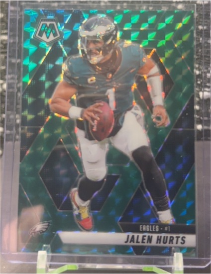 2025 Panini Mosaic #1 Jalen Hurts Green Mosaic Prizm — front