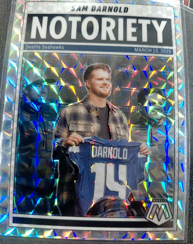 2025 Panini Mosaic #9 Sam Darnold Notoriety — front
