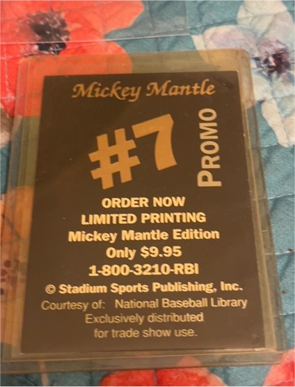 1990 Stadium Sports Publishing Mickey Mantle #7 Promo — front