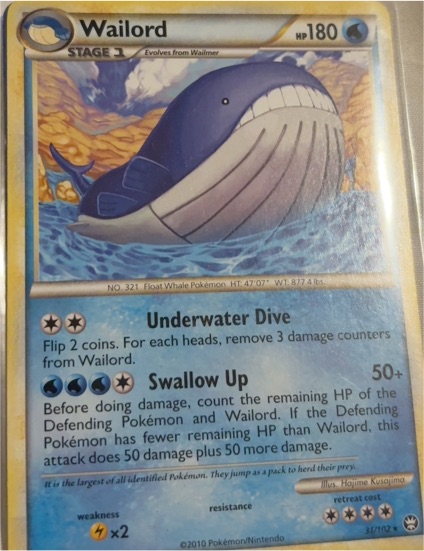 2010 Pokémon HeartGold & SoulSilver Triumphant #31 Wailord — front