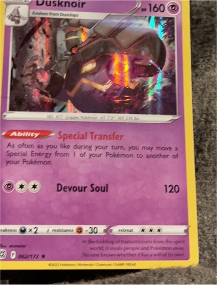 2022 Pokémon Brilliant Stars #062 Dusknoir — front
