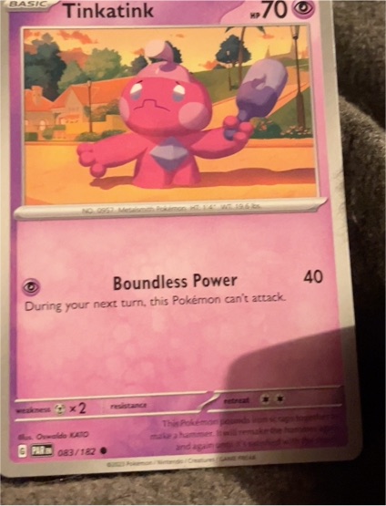 2023 Pokémon Paradox Rift #083 Tinkatink — front