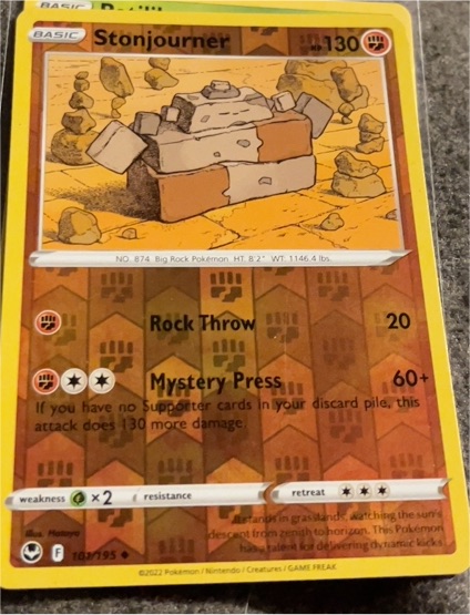 2022 Pokémon SWSH12: Silver Tempest #101 Stonjourner — front