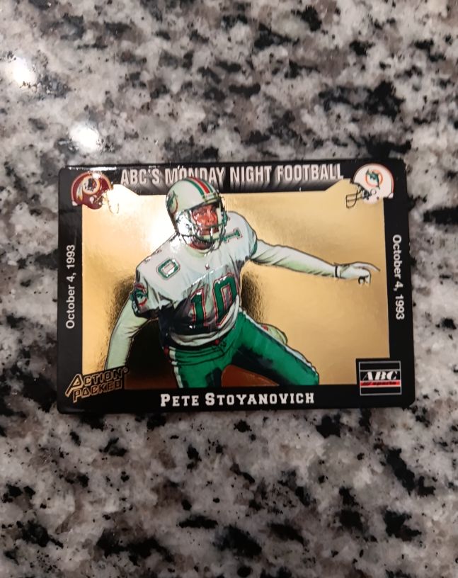 1993 Action Packed Monday Night Football #20 Pete Stoyanovich — front
