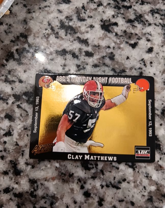 1993 Action Packed Monday Night Football #8 Clay Matthews — front