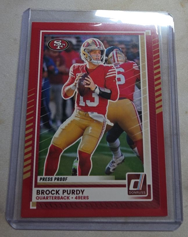 2025 Donruss #46 Brock Purdy Press Proof Red — front