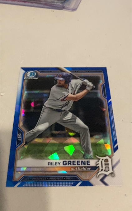 2021 Bowman Chrome Draft Sapphire #BDC-107 Riley Greene — front