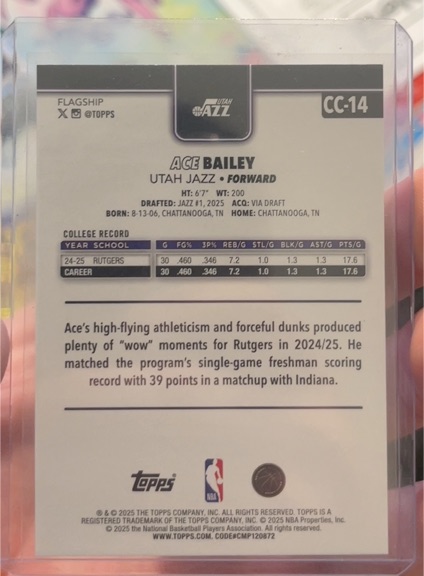 2025 Topps Flagship CC-14 Ace Bailey — front
