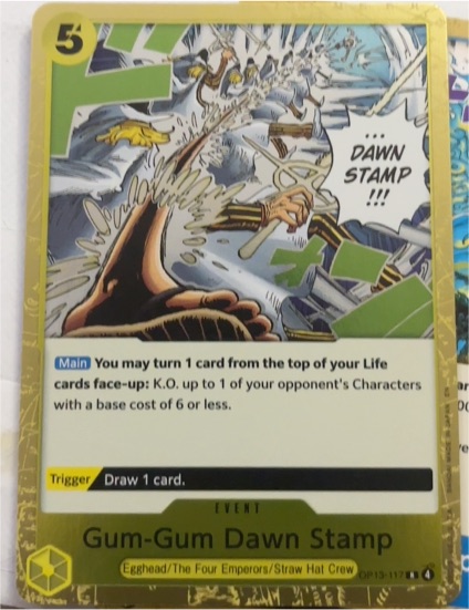 2023 One Piece Card Game OP13-117 Gum-Gum Dawn Stamp — front
